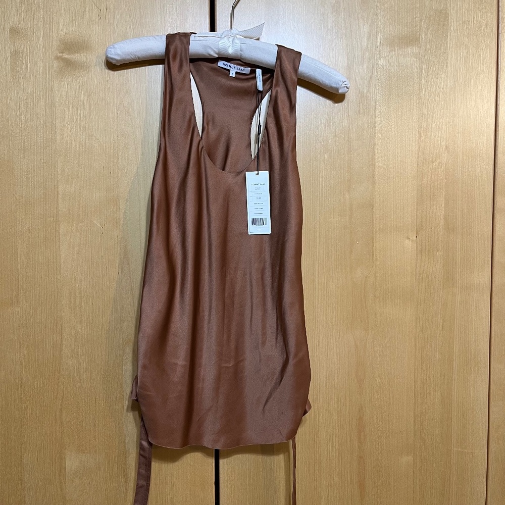 NWT Brown Silk Helmut Lang Blouse